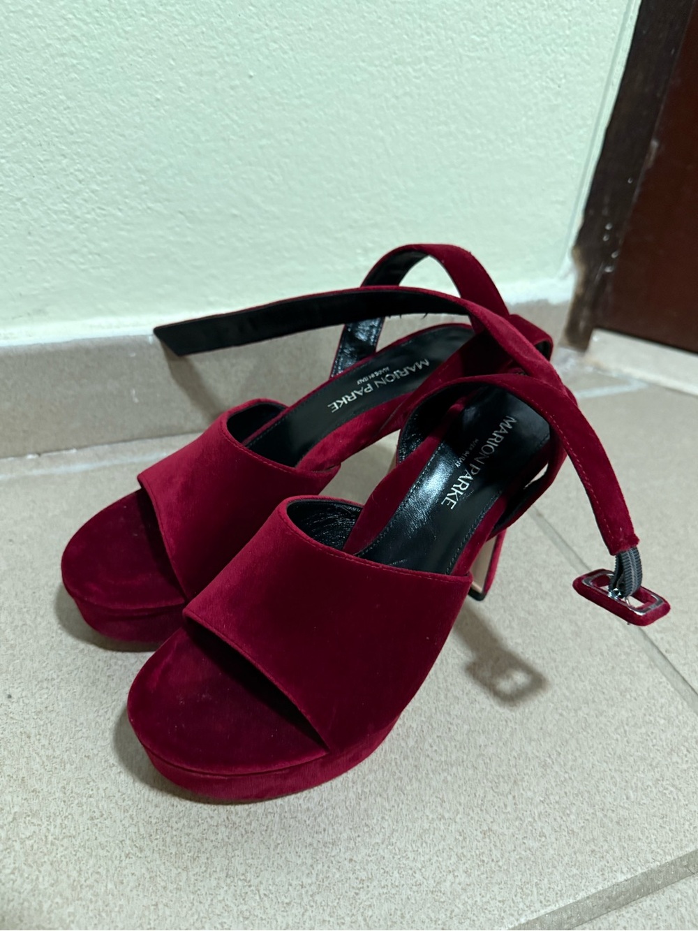 Marion Parke burgundy velvet/suede heels